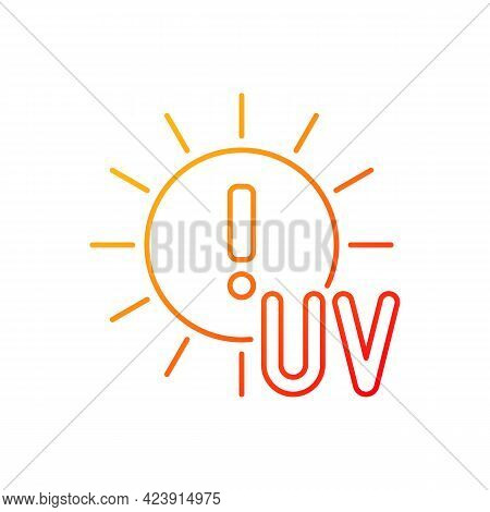 Danger Of Uv Rays Gradient Linear Vector Icon. Ultraviolet Exposure Risk During Summer. Sun Overexpo
