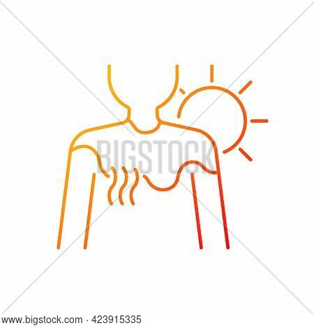 Sunburn Gradient Linear Vector Icon. Person Under Sunlight Exposure. Inflammation During Summer From