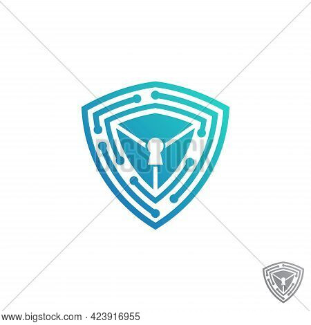 Shield Guard Tech Icon Vector Design Stock. Security Tech Symbol Inspiration. Protection Technology 