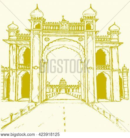 Drawing Or Sketch Of Outline Editable Illustration Of The Karnataka Tourism Heritage City Mysore Amb