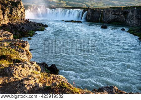 A View Of Godafoss, One Of Most Beautiful Waterfalls In Iceland