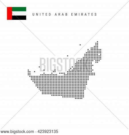 Square Dots Pattern Map Of United Arab Emirates. Uae Dotted Pixel Map With National Flag Isolated On