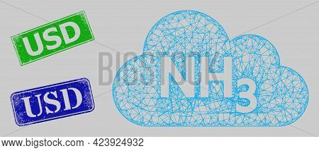 Carcass Net Ammoniac Gas Model, And Usd Blue And Green Rectangular Grunge Badges. Carcass Net Illust