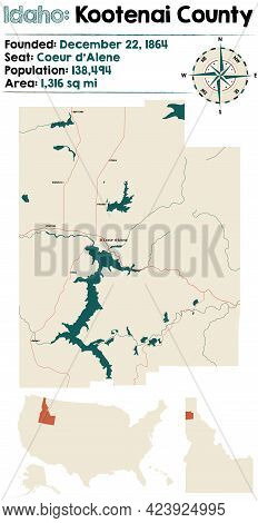 Large And Detailed Map Of Kootenai County In Idaho, Usa.