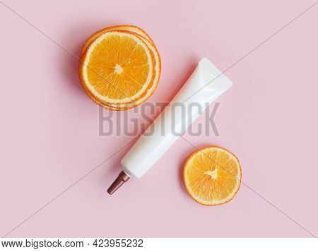 Unbranded Face And Eye Cream Squeeze Cosmetic Tube With Long Nozzle And Bronze Screw Cap And Orange 