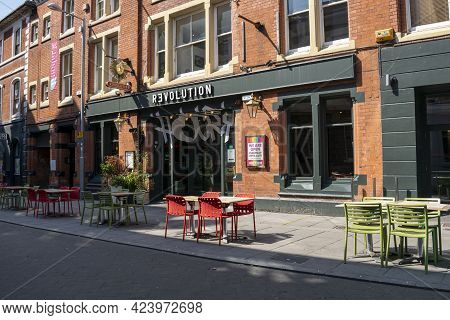 Nottingham, Nottinghamshire, England- June 1, 2021. Revolution Bar On The Broad Street Exterior View