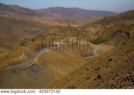 Desert Landscape With Atla Mountains In Morocco.