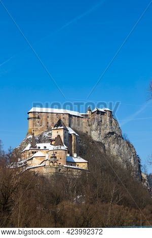 Orava castle, winter landscape, Orava region Slovakia