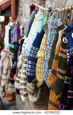 Knit Socks On The Street Market In Tbilisi Old Town, Republic Of Georgia