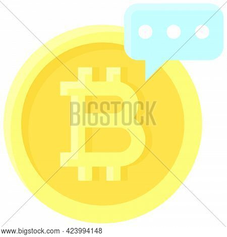 Bitcoin And Rumors Icon, Cryptocurrency Related Vector Illustration