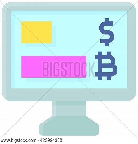 Chart Icon, Cryptocurrency Related Vector Flat Illustration