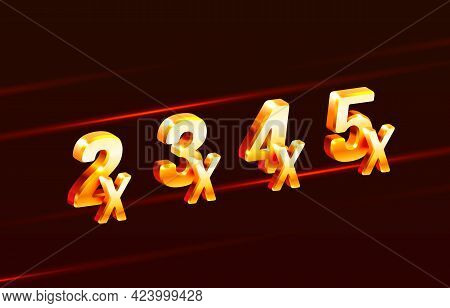 Bonus 2x, 3x, 4x, 5x Prize Winner, Big Jackpot Game, Casino Sign Set. Vector