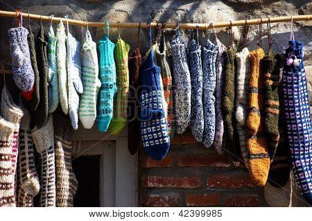 Knit Socks On The Street Market In Tbilisi Old Town, Republic Of Georgia