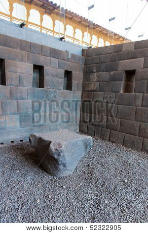 Polygonal Masonry Inca Brick. Coricancha,peru, South America. Church Of Santo Domingo