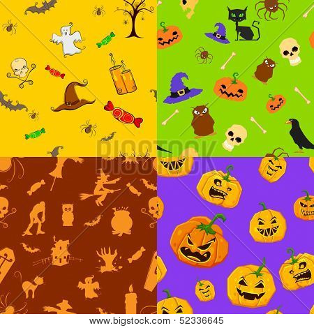 illustration of set of colorful seamless background for Halloween