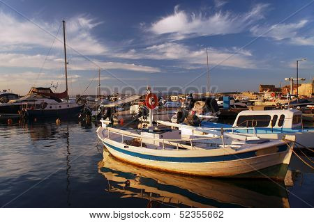 Ships and boats in the old harbor