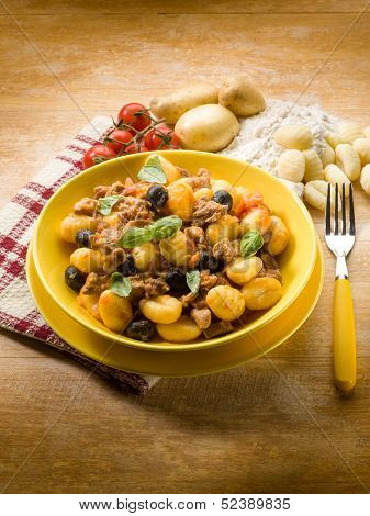 homemade gnocchi with ragout sauce