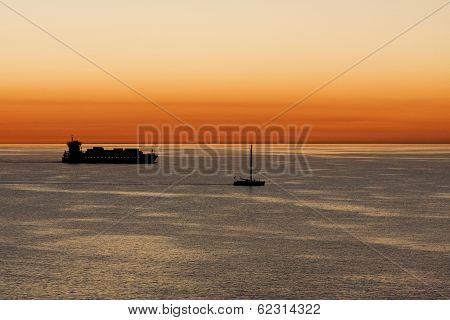 sailing at sunset