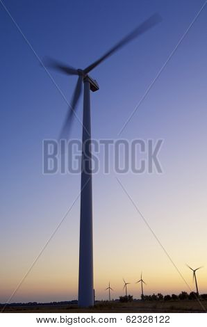 Windmills for renewable electric energy production, La Muela, Zaragoza, Aragon, Spain