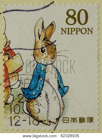 JAPAN - CIRCA 2011: a stamp printed in Japan shows Peter Rabbit, Childrens book, circa 2011