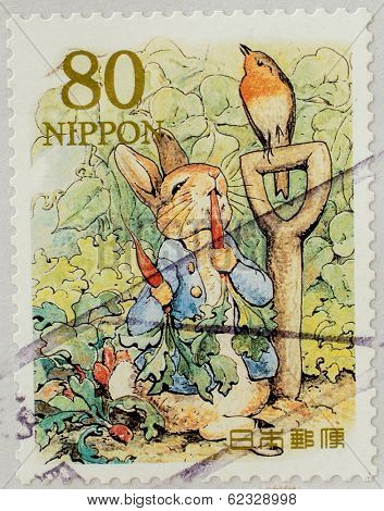 JAPAN - CIRCA 2011: a stamp printed in Japan shows Peter Rabbit, Childrens book, circa 2011