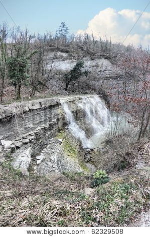 Waterfall In Bidente Valley, Romagna, Italy