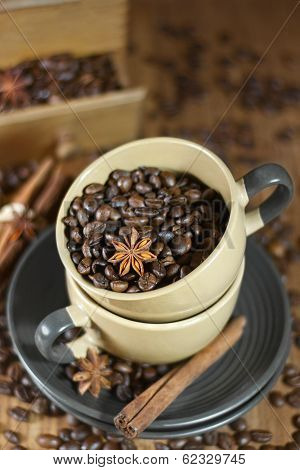 Coffee Beans In The Cups