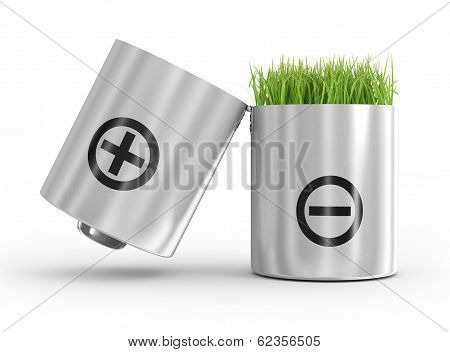 battery and a grass