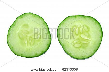 Fresh Cucumber Slice Isolated On White Background