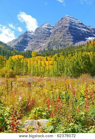 Fall Foliage and the Maroon Bells, Rocky Mountains Colorado