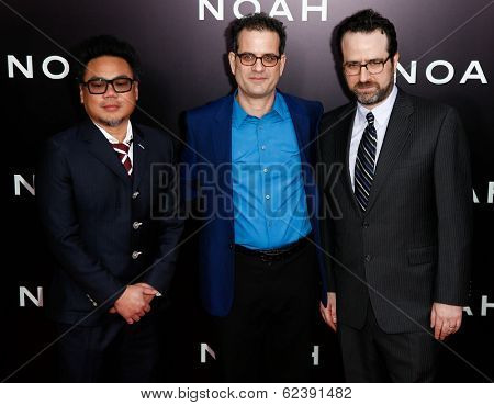 NEW YORK-MAR 26: (L-R) Cinematographer Matthew Libatique, production designer Mark Friedberg and guest attend the premiere of 