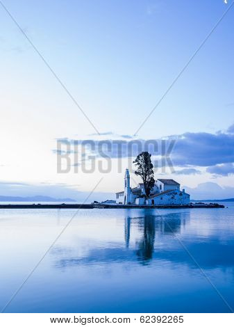 scene of Vlacherna monastery, Kanoni, Corfu, Greece