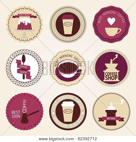 Vector set of vintage coffee icons
