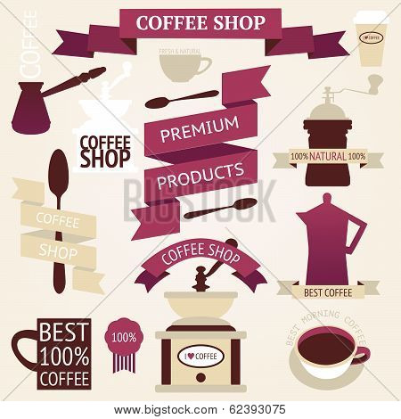 Vector set of vintage coffee icons