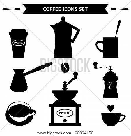 Vector collection of decorative coffee icons.