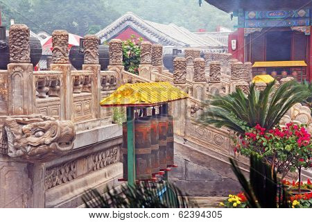 Fragments Of The Famous Puning Temple In Chengde, China,  Oil Paint Stylization