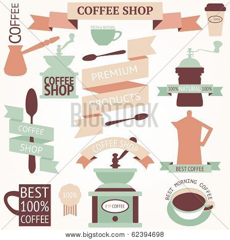 Vector set of vintage coffee icons