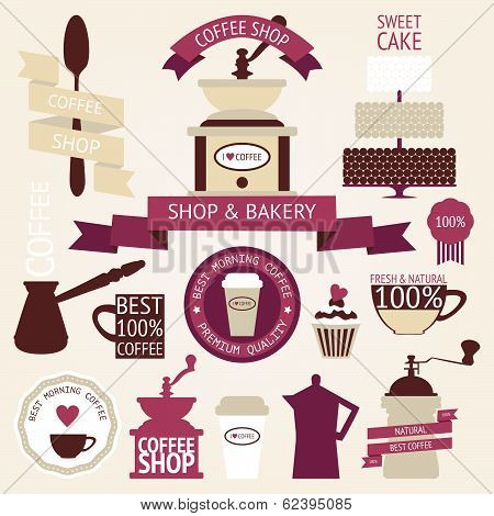 Vector set of vintage coffee icons