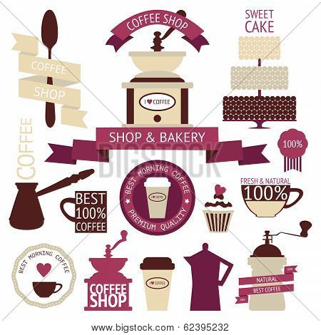 Vector set of vintage coffee icons