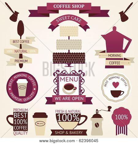 Vector set of vintage coffee icons