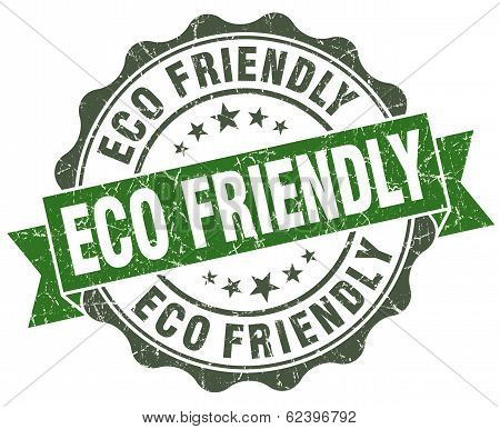 Eco Friendly Green Grunge Retro Style Isolated Seal