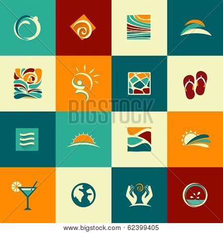 Set of abstract summer icons