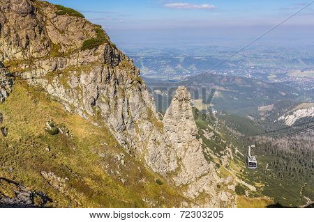 Cable Car In Kasprowy Wierch Peak In Tatra Mountains, Poland.
