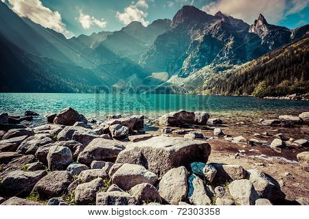 Green Water Mountain Lake Morskie Oko, Tatra Mountains, Poland