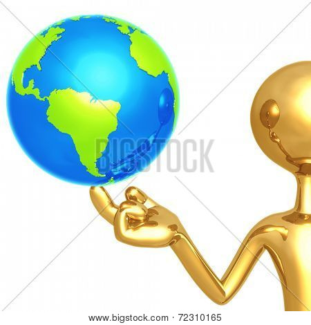 Gold Guy With World On His Finger