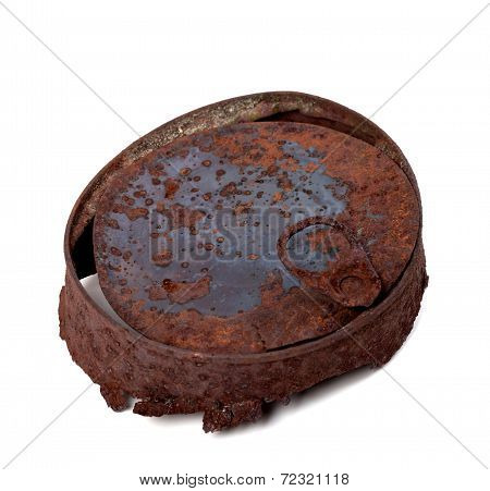 Old Rusty Tincan Isolated On White Background