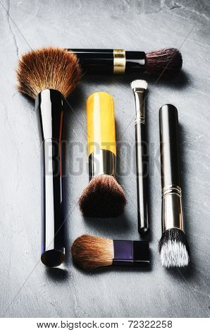 Various Makeup Brushes. Beauty Concept