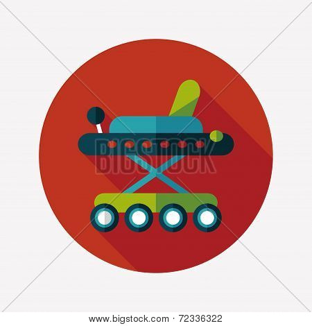 Baby Walker Flat Icon With Long Shadow,eps10