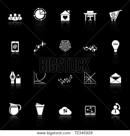 Virtual Organization Icons With Reflect On Black Background