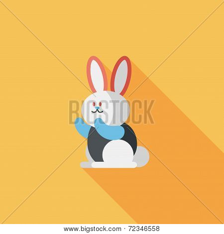Rabbit Flat Icon With Long Shadow,eps 10